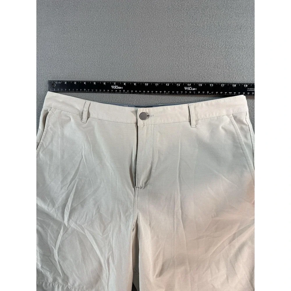 Faherty All Day Shorts Mens 38 Beige Microfiber Chino 9 Inseam Quick Dry